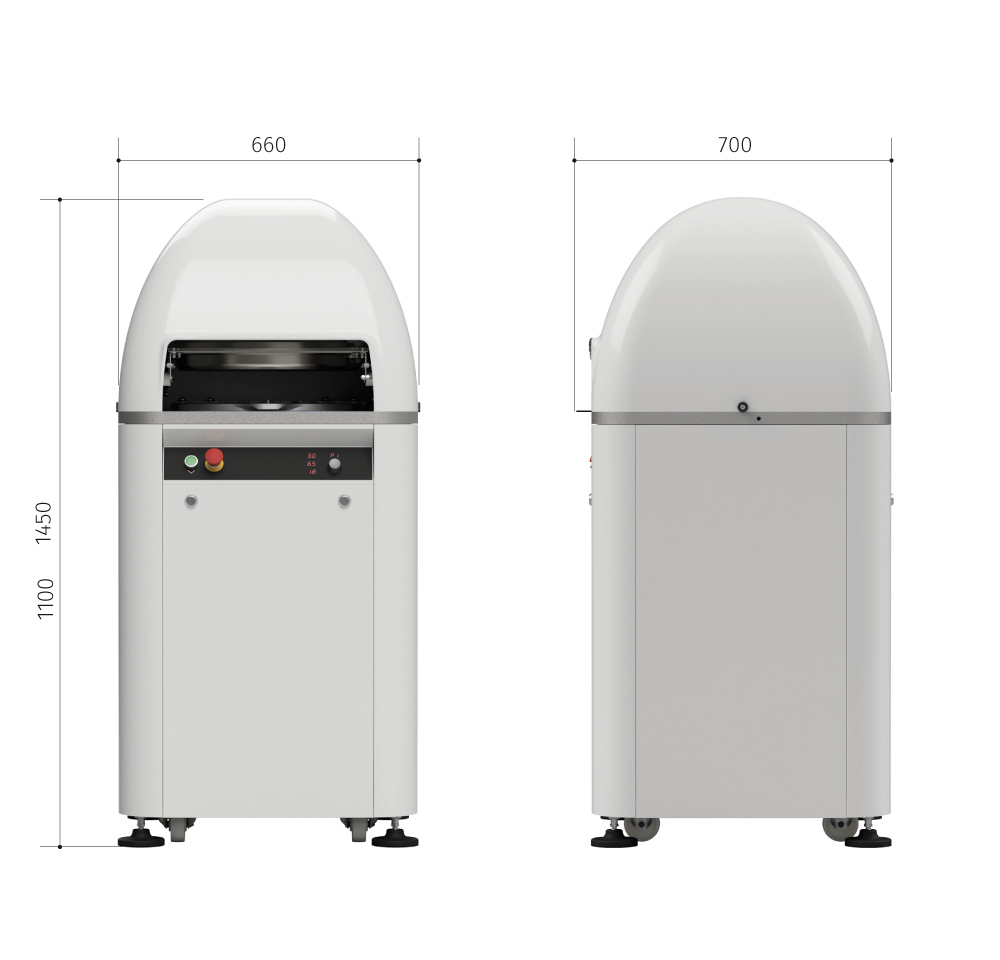 Dimensions of the Vitella Automatic Dough Divider Rounder Machine.